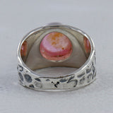 Natural Rainbow Moonston Silver Rings