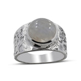 Natural Rainbow Moonston Silver Rings