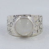 Natural Rainbow Moonston Silver Rings
