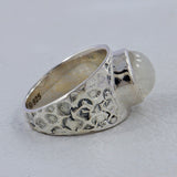 Natural Rainbow Moonston Silver Rings