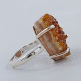 Natural Citrine Druzy Silver Ring