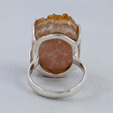 Natural Citrine Druzy Silver Ring