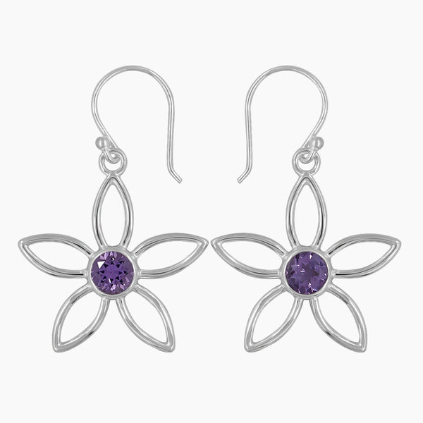 925 Silver Blue Topaz Flower Earring