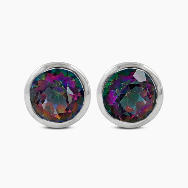 Mystic Quartz Silver Studs Earrings