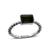 Raw Tourmaline Silver Rings