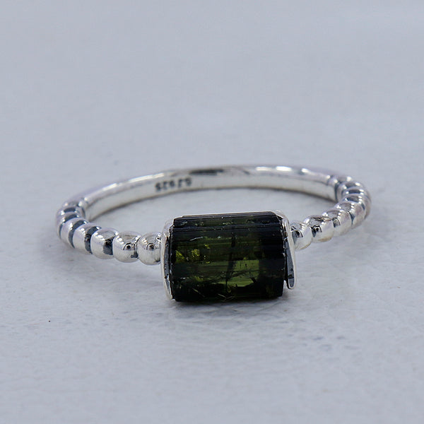 Raw Tourmaline Silver Rings