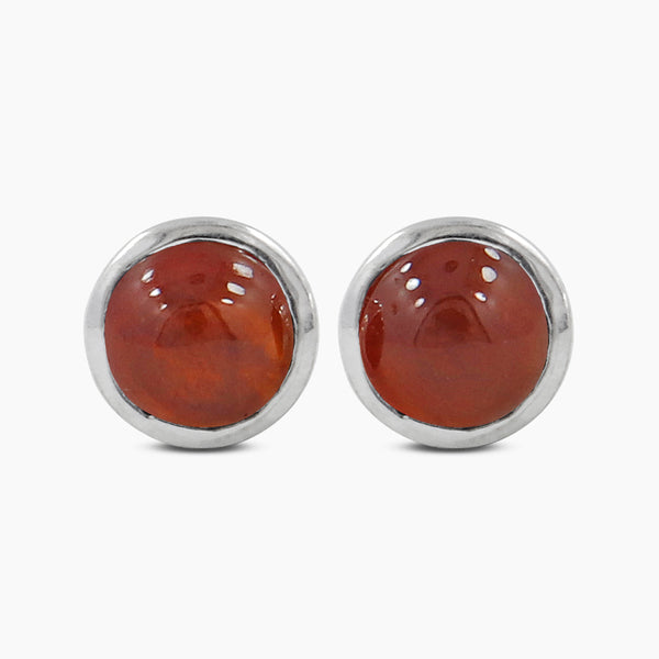 Natural Hessonite Silver Studs Earrings