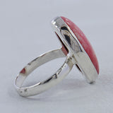 Natural Pink Thulite Silver Rings