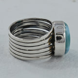 Natural Blue Larimar Silver Rings