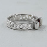 Natural Garnet Band Silver Rings
