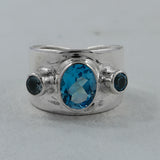 925 Silver Blue Topaz Rings
