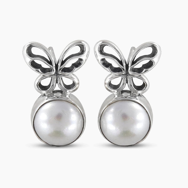 Silver Pearl Studs Earrings