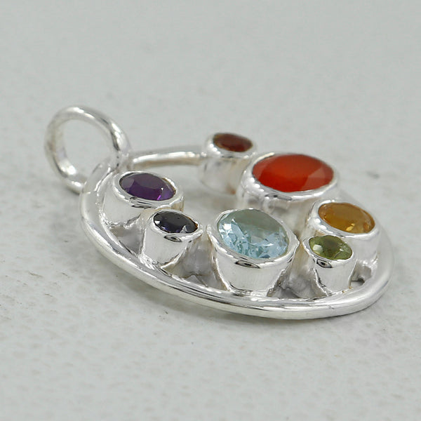 925 Silver Multi Gemstone Pendants