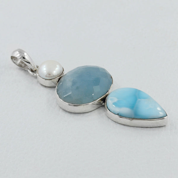 925 Sterling Silver Aquamarine Pendants