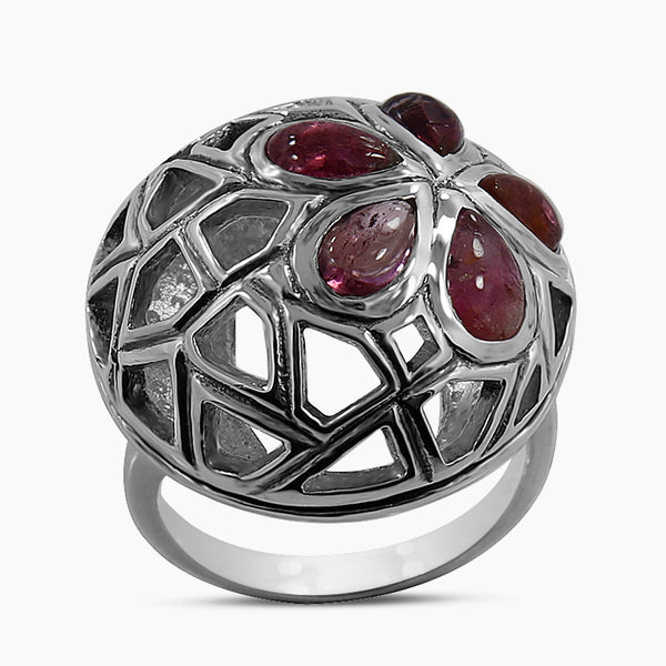 Pink Tourmaline Silver Rings