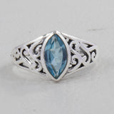 Natural Blue Topaz Silver Rings