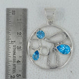 925 Silver Blue Topaz Pendants