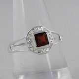 Natural Garnet Silver Rings