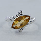 Marquise Amethyst Silver Ring