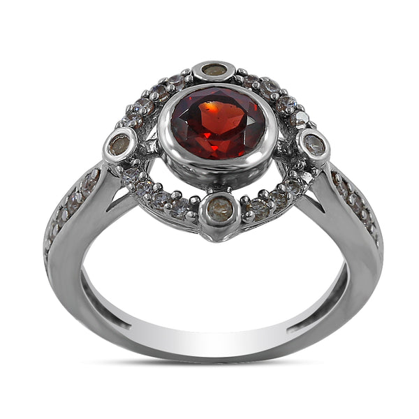 925 Sterling Silver Garnet Ring