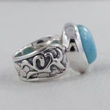 Natural Larimar Silver Rings
