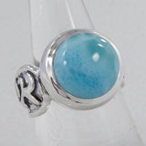 Natural Larimar Silver Rings