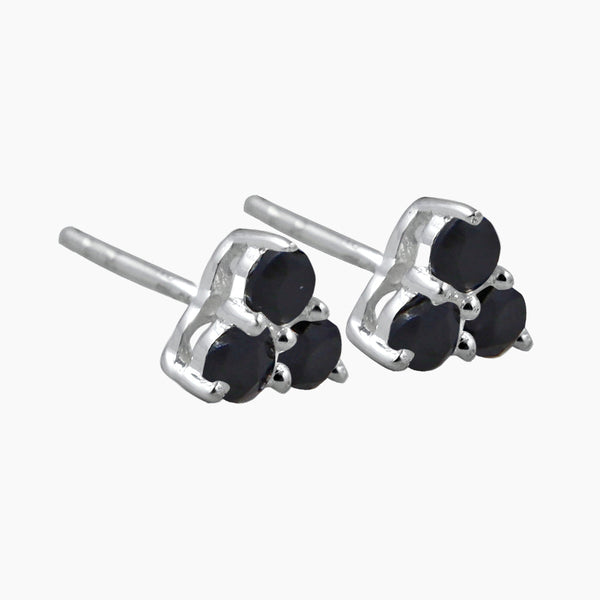 Black Spinal Silver Studs Earrings