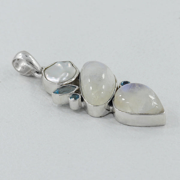 Rainbow Moonstone Silver Pendants