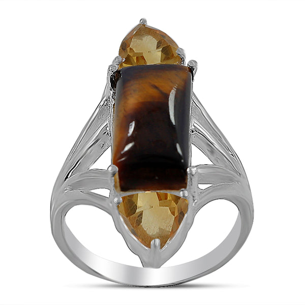 Tiger Eye Silver Rings