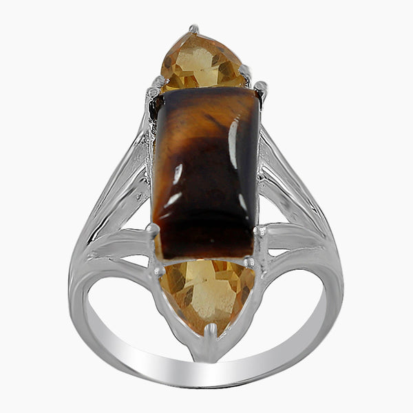 Tiger Eye Silver Rings