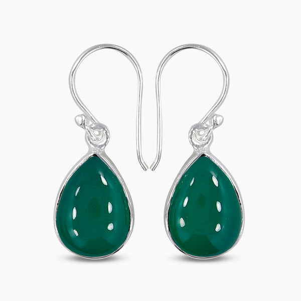 Green Onyx Silver Earrings