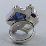 Rainbow Moonstone Silver Ring