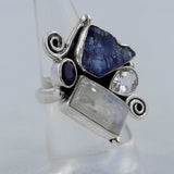 Rainbow Moonstone Silver Ring