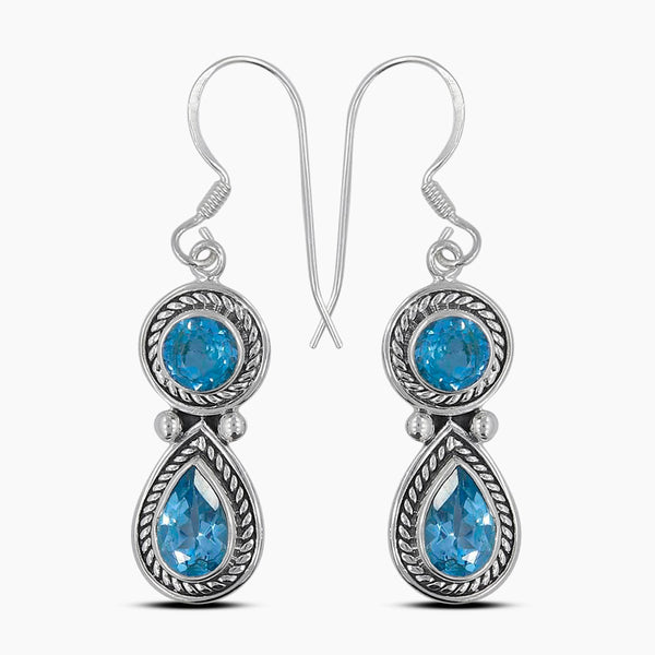 Blue Topaz Silver Earrings