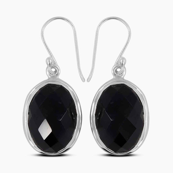 Black Onyx Silver Earrings
