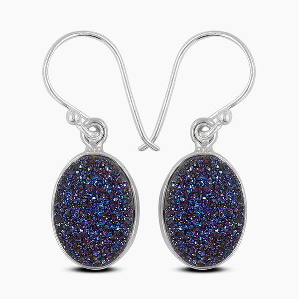 Titanium Druzy Silver Earrings