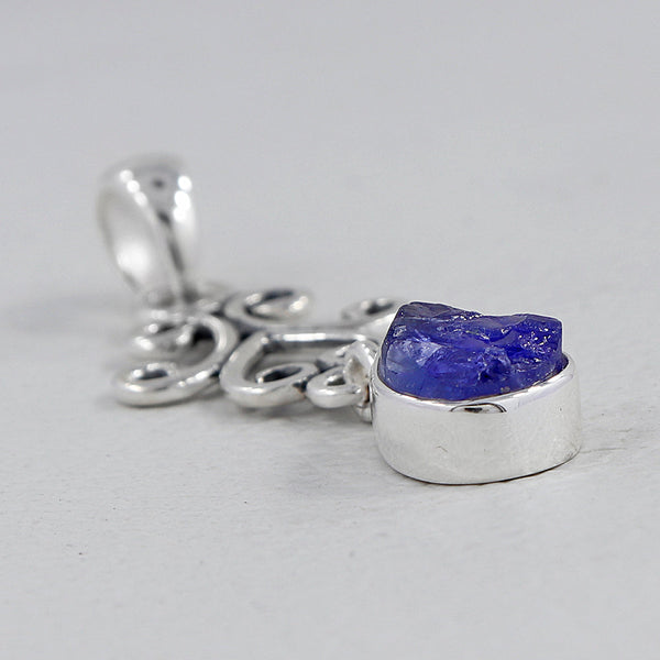 925 Silver Raw Tanzanite Pendants