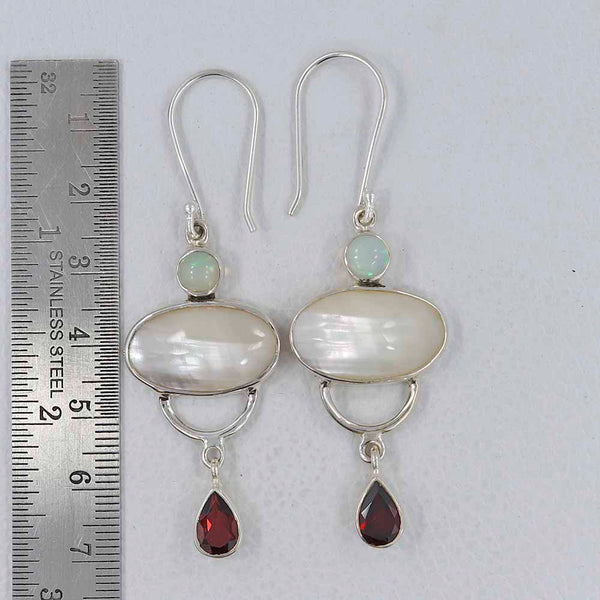 Osmeña pearl & Garnet Silver Earrings