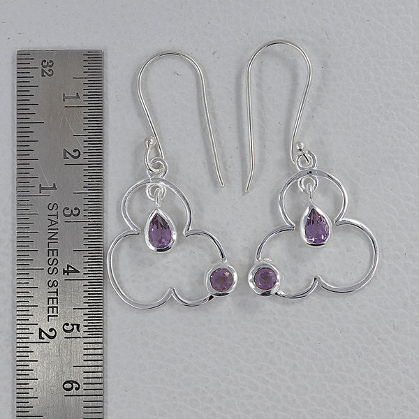 925 Sterling Silver Purple Amethyst Earrings