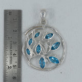 925 Sterling Silver Blue Topaz Pendants