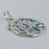 925 Sterling Silver Blue Topaz Pendants