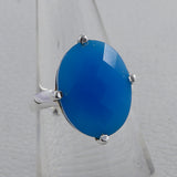 Blue Chalcedony Gemstone Silver Ring