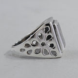 Muonionalusta Meteorite Silver Mens Ring