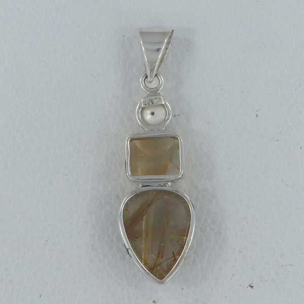 925 Silver Rutilated Quartz Pendants