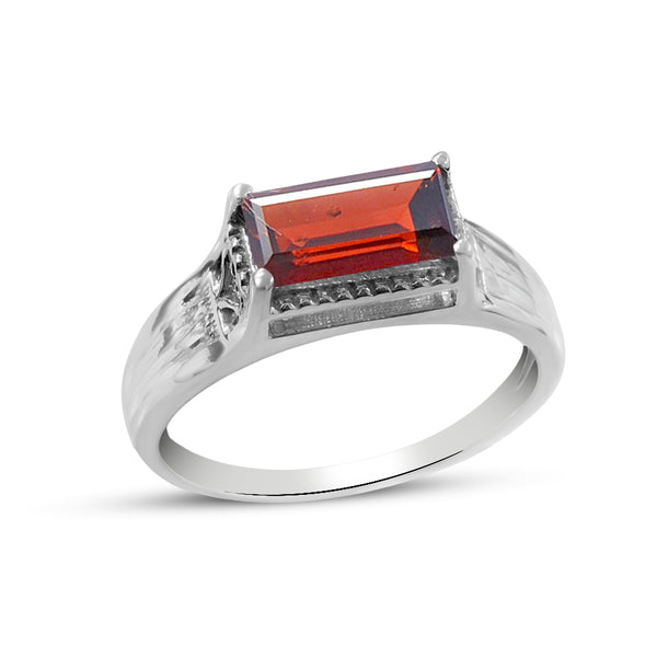 Natural Garnet Silver Ring
