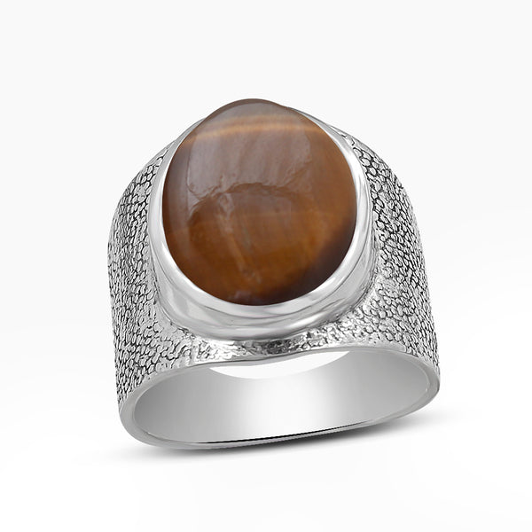 Tiger Eye Silver Rings