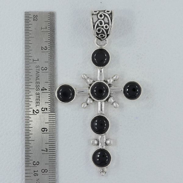 Black Onyx Holy Cross Silver Pendants