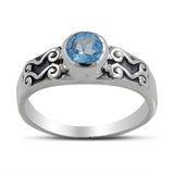 925 Sterling Silver Blue Topaz Ring