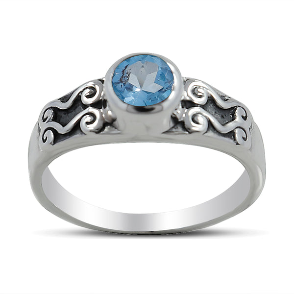 925 Sterling Silver Blue Topaz Rings