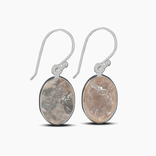 Rose Quartz Silver Earrings